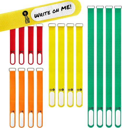 Wrap-It Storage Cinch-Straps, 5-in (20-Pack) Black - Hook and Loop Strap with Write on Label for Easy Cord Identification and Cable Management