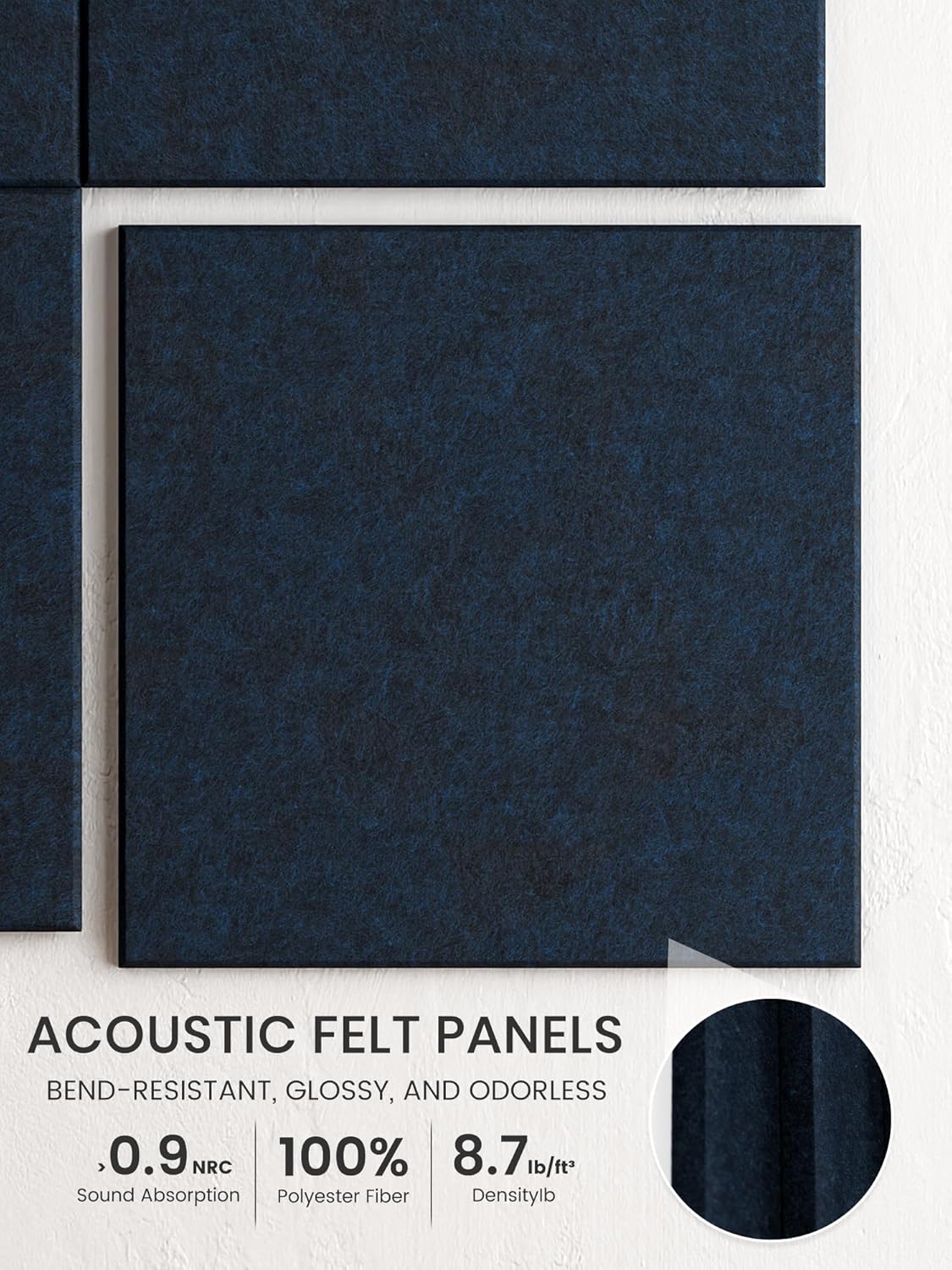 Bumusty Large Cork Board Alternative-48 x 36" Felt Bulletin Board Tiles, with 30 Pushpins, 70 Adhesive Tabs, Bold-Stripe 12-Pack, Cork Boards for Office Push Pin Board Felt Board-Carbon Blue