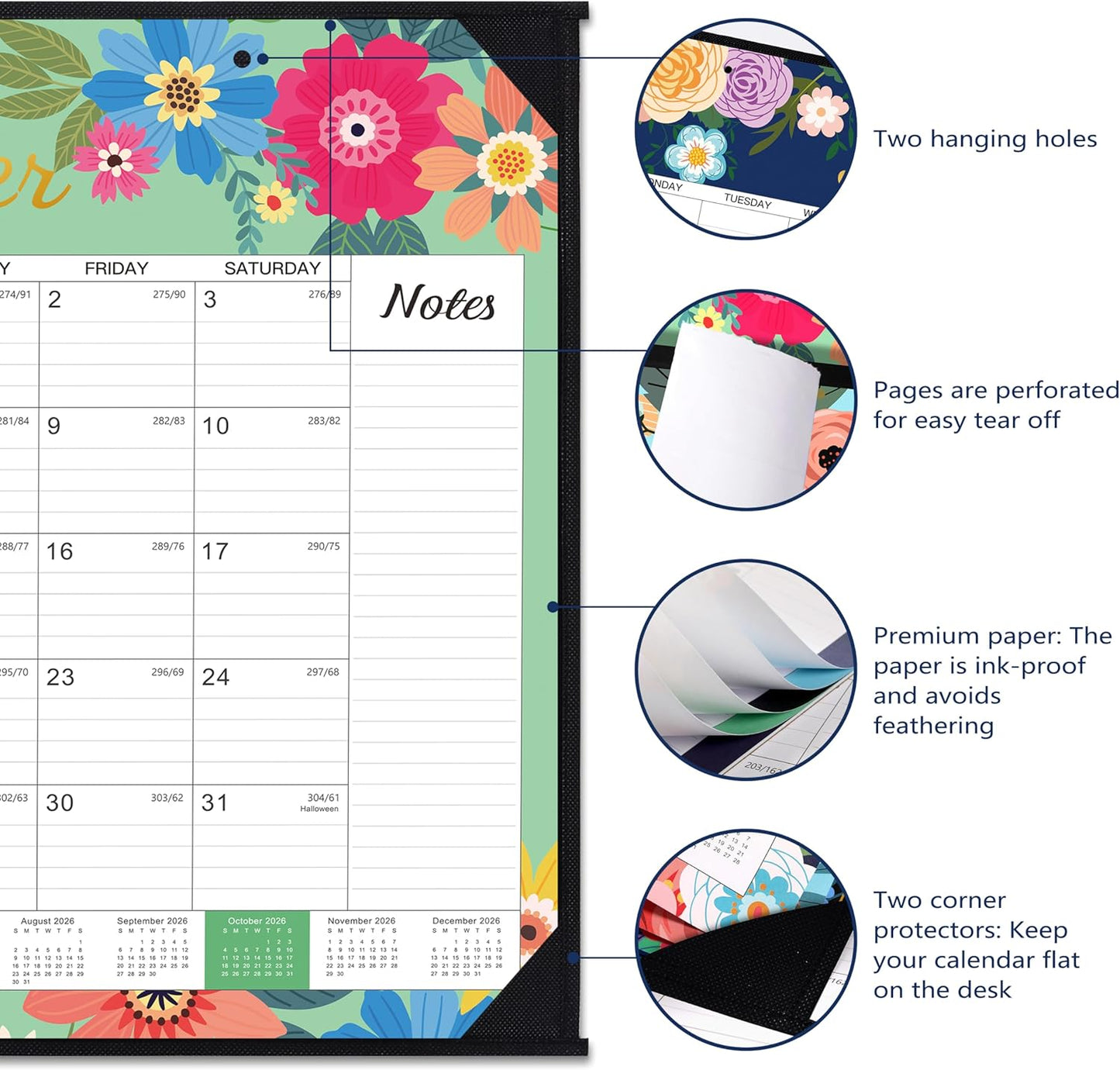 2026-2027 Desk Calendar - Large Desk Calendar 2026-2027, JUL 2026 - DEC 2027, 22" x 17", 18 Months Calendar Large, Desk/Wall Calendar 2-IN-1 with Corner Protectors, Desk Pad, To-Do List & Notes - Blue