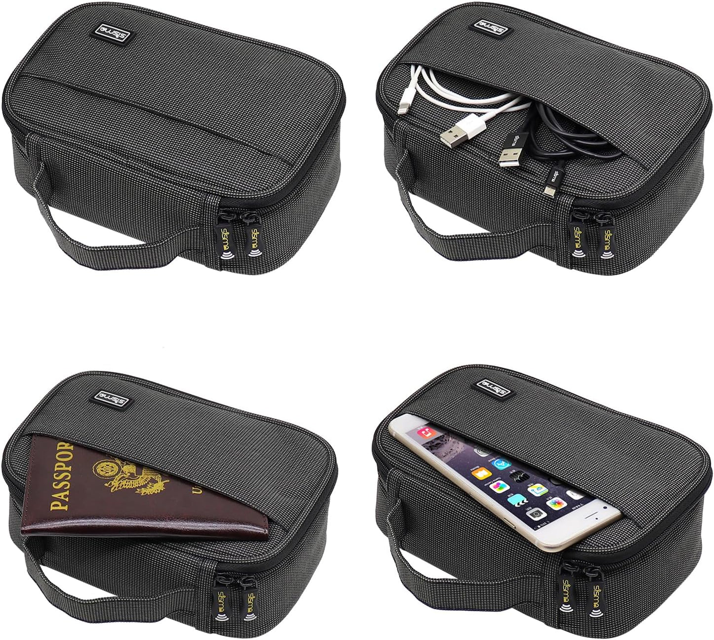 sisma Travel Electronics Organizer Small Carrying Case for Cables Phone Chargers USB Plugs Power Cords Earbuds Adapter Tech Accessories Pouch -Grey