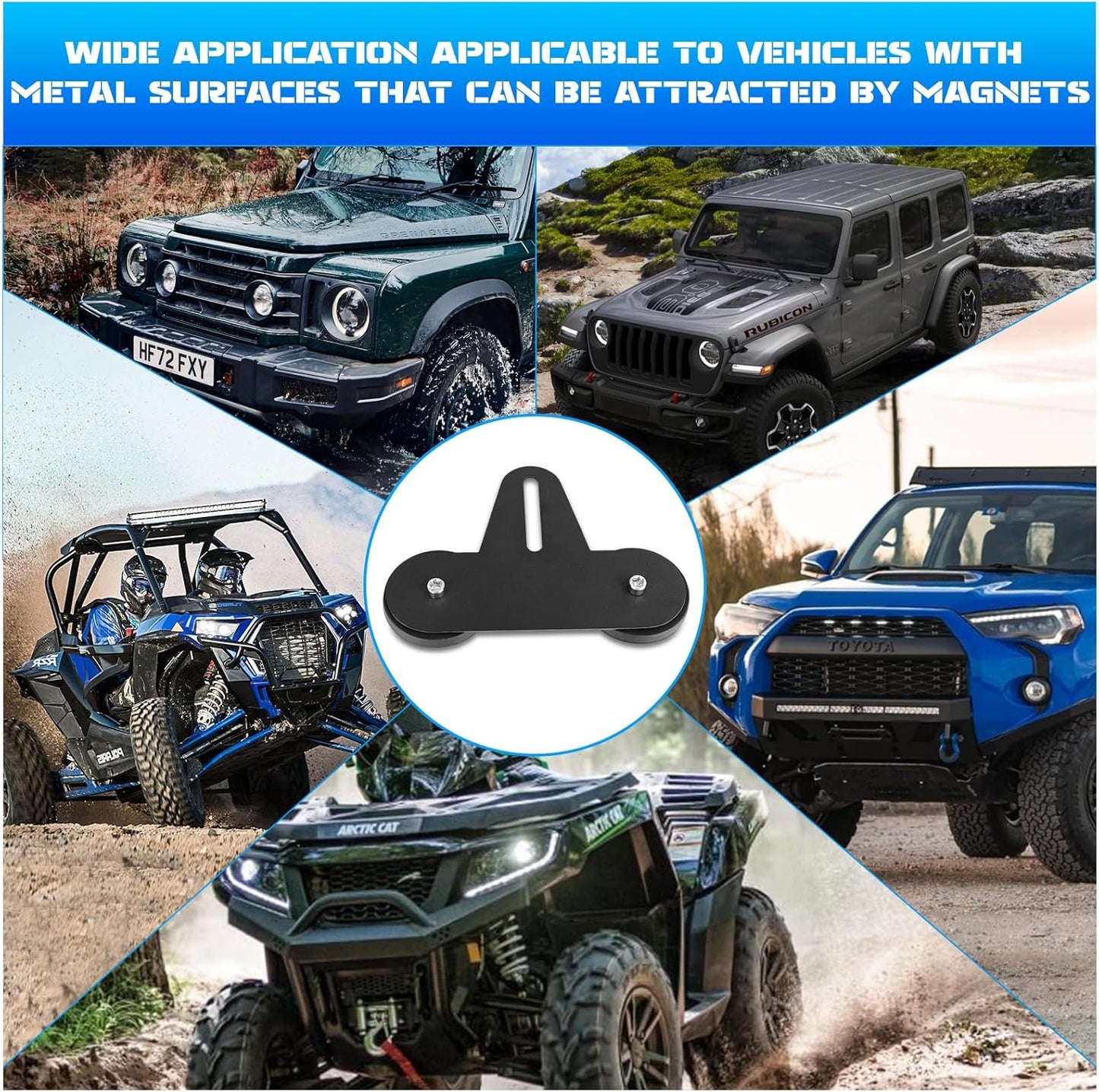 Magnetic Light Bar Mount, Powerful Magnetic Base LED Light Bar Mounting Brackets for Offroad Driving Lighting（2PCS）