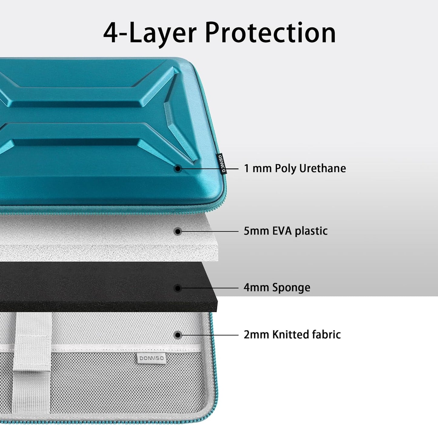 DOMISO 15.6-16 Inch Laptop Hard Case, Waterproof Shockproof Hard Shell Laptop Sleeve Protective Carrying Case with Retractable Handle for Macbook Pro/Lenovo IdeaPad Legion/HP ENVY/Dell XPS,Black