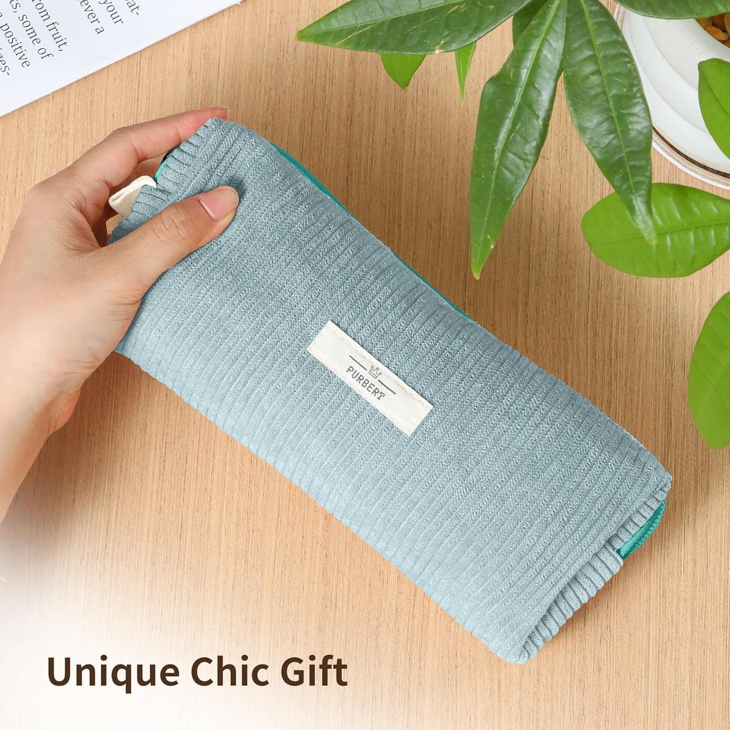 Pencil Bag Pen Case, Soft Corduroy Small Pencil Pouch Organizer with Zipper, Cute Pencil Case Pouch Stationery for Girls and Boys – Apricot