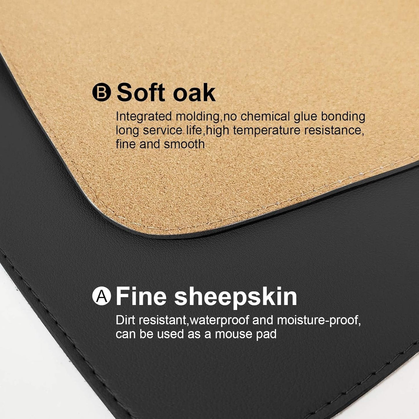 DAWNTREES Dual Sided Desk Mat,Leather Desk Pad,Brown 40"x16",Cork Desk Mat Protector,with PU Leather Valet Tray Organizer,Large Mouse Pad,Desk Writing Pad for Office and Home