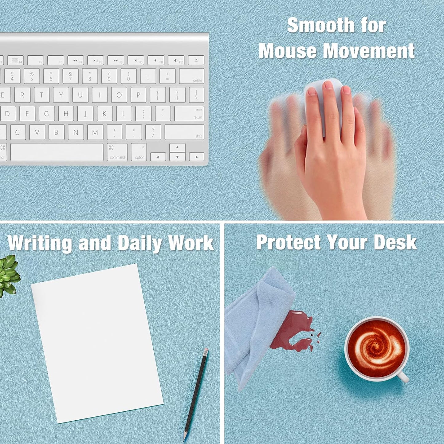 Hsurbtra Desk Pad, 23.6" x 13.8" PU Leather Desk Mat, M Extended Mouse Pad, Waterproof Desktop Blotter Protector, Non-Slip Ultra Thin Small Laptop Keyboard Writing Mat for Office Home, Pink