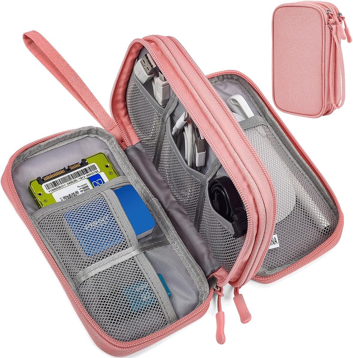 CAOODKDK Electronics Accessories Organizer Pouch Bag, Travel Universal Organizer for Cable, Charger, Phone, SD Card, Business Travel Gadget Bag