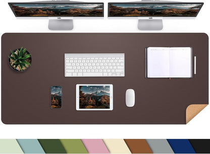 AFIING Large Desk Mat 47" x 17", Dual-Sided Natural Cork & PU Leather Desk Pad, Non-Slip Waterproof Mouse Pad for Office, Home & Gaming, Black