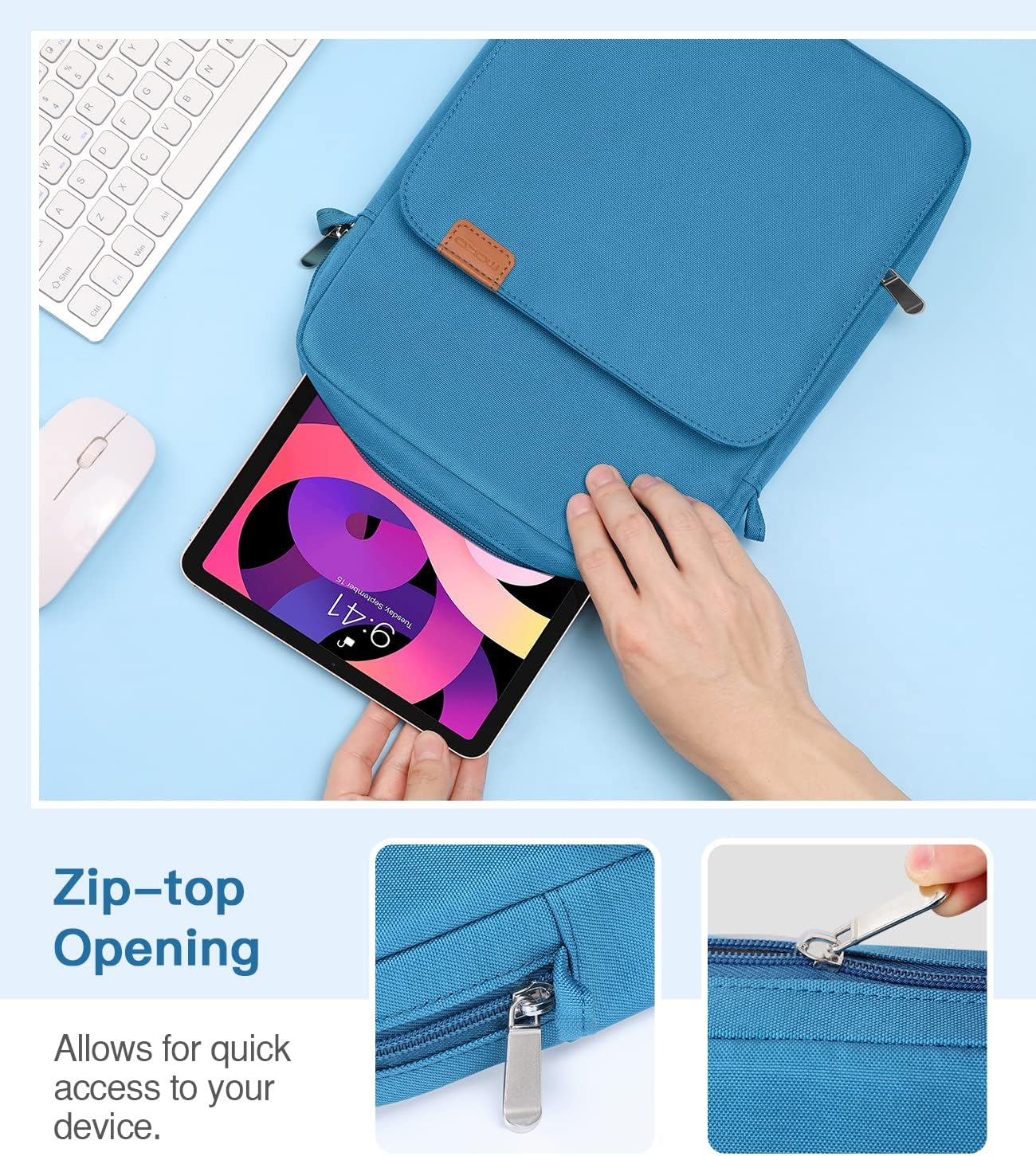 MoKo 13 Inch Tablet Sleeve Bag, Fits with 13 Inch New iPad Pro M5 & Air M4/M3, iPad Pro 12.9 M2&M1,Surface Laptop Go 12.4,Galaxy Tab S8+/S9+ 12.4,Handle Carrying Case with Shoulder Strap,Black &Gray
