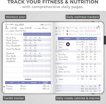 Clever Fox Fitness & Food Journal – Nutrition & Workout Planner for Women & Men – Diet & Gym Exercise Log Book with Calendars, Diet & Training Trackers - Undated, A5 Size, Hardcover (Forest Green)