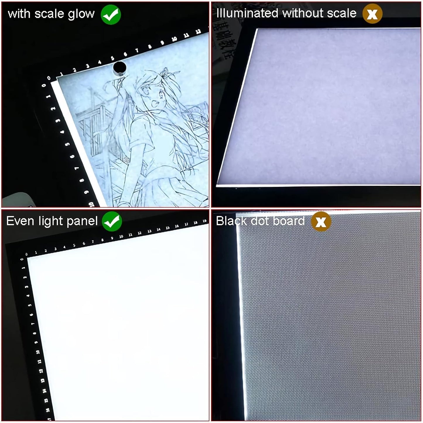 A0/A1/A2/A3/A4 Tracing Light Box, Portable Ultra-Thin Stepless Dimmable Brightness LED Light Pad, Wireless Rechargeable Led Light Board for Diamond Painting Sketching Drawing