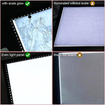 A0/A1/A2/A3/A4 Tracing Light Box, Portable Ultra-Thin Stepless Dimmable Brightness LED Light Pad, Wireless Rechargeable Led Light Board for Diamond Painting Sketching Drawing