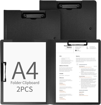 souG 4Pcs Clipboard Foldable,360°Cover Folder Clipboard Plastic Clipboards with Double Low Profile Clip,File Folder Storag Clipboards for A3 A4 Paper, Clip Boards for Office School Supplies (4 Colors)