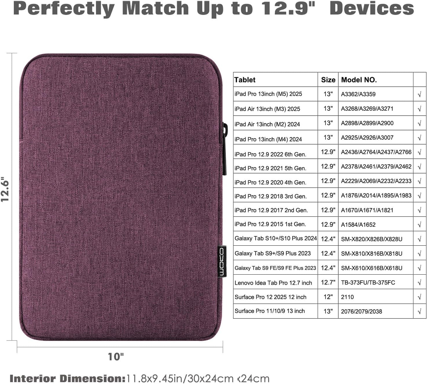 MoKo 7-8 Inch Tablet Sleeve Bag, Polyester Pouch Cover Case Fits iPad mini (A17 Pro) 8.3" 2024, iPad mini 6/5/4/3/2/1, Samsung Galaxy Tab S2 8.0, Tab A 8.0, ZenPad Z8s 7.9,Black