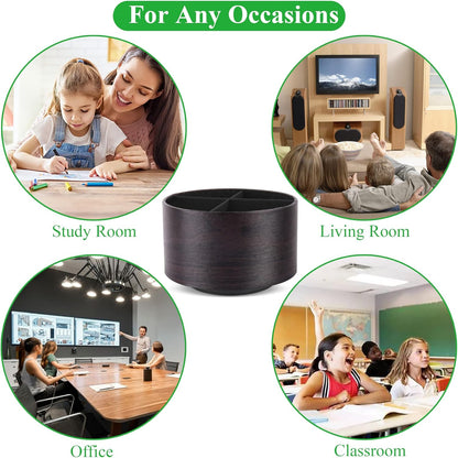 Round Leather Art Supply Organizer,Remote Control Holder,360 Degree Rotating,Multi-Functional Pencil Holder,4 Compartments Desktop Stationary Organizer(1-Fractal Flower) | Round - Colors B
