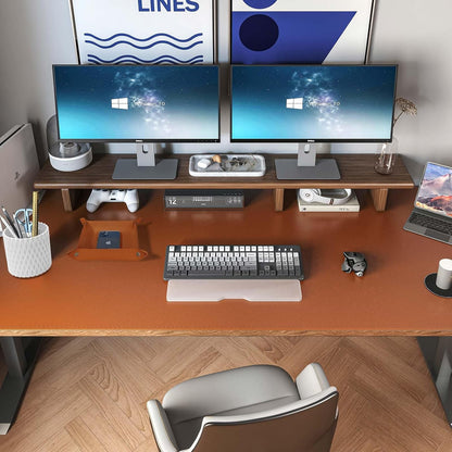 DAWNTREES Dual Sided Desk Mat,Leather Desk Pad,Brown 40"x16",Cork Desk Mat Protector,with PU Leather Valet Tray Organizer,Large Mouse Pad,Desk Writing Pad for Office and Home