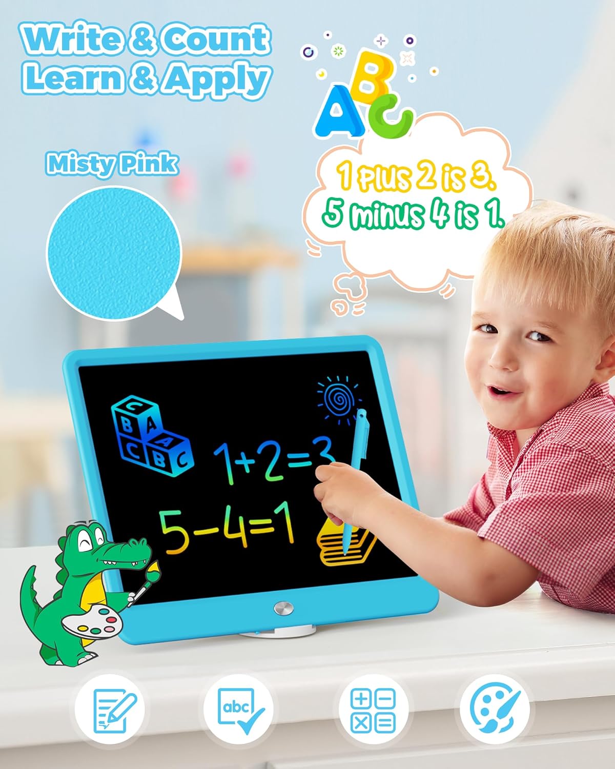 KOKODI 12 Inch LCD Writing Tablet with Anti-Lost Stylus, Erasable Doodle Board Colorful Toddler Drawing Pad, Car Travel School Games Toys for 3 4 5 6 7 8 Kids, Birthday Gift for Girls Boys Adults Blue