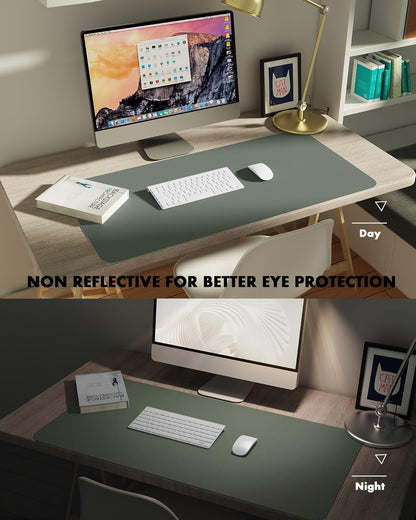 YSAGi Double-Sided Desk Pad, 31.5"x15.7"Leather Desk Mat, Eco Cork Desk Pad Protector,Large Mouse Pad,Waterproof Desk Blotter for Office/Home(Coffee)