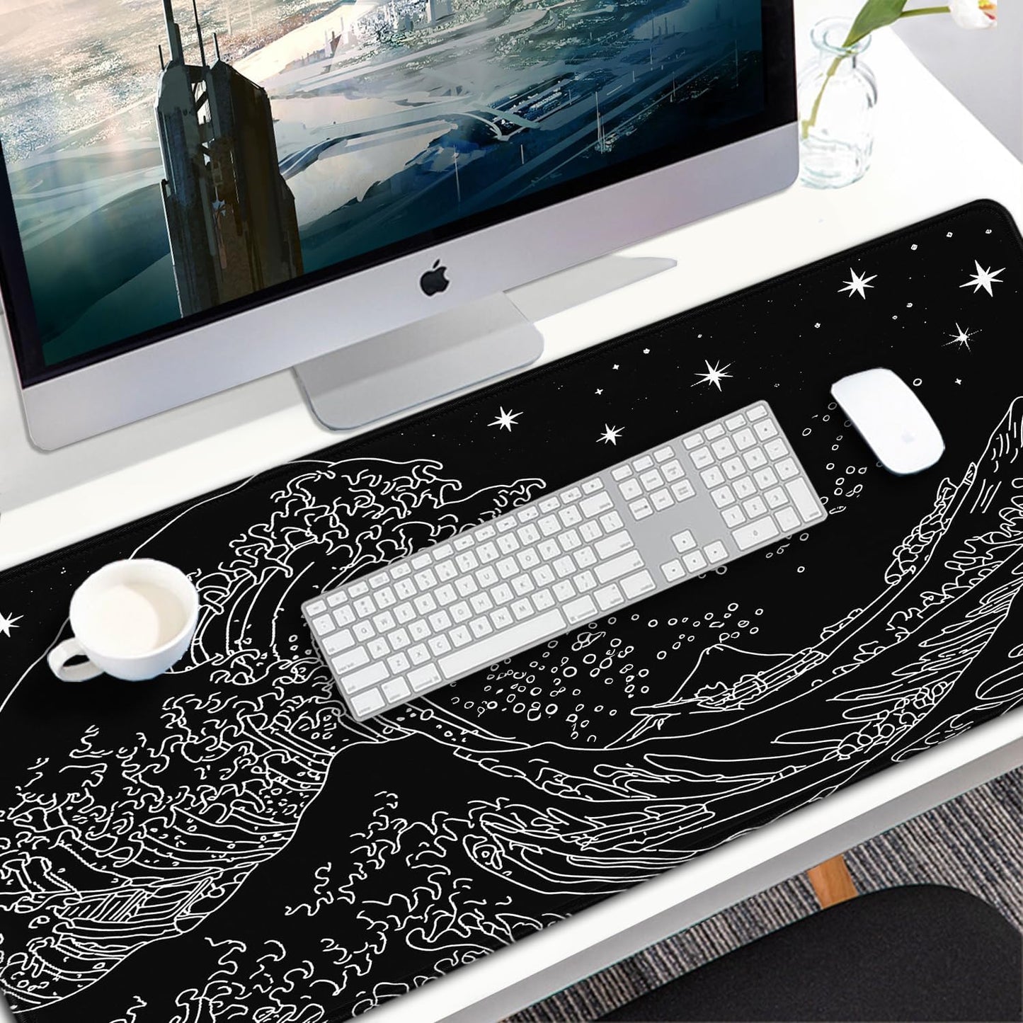 Large Gaming Mouse Pad, 31.5x15.7 inch Large Extended Computer Keyboard Mouse Mat, Water Resist Non-Slip Mousepad Rubber Base Long XXL Desk Mouse Pad for Work & Gaming, Office & Home, Black