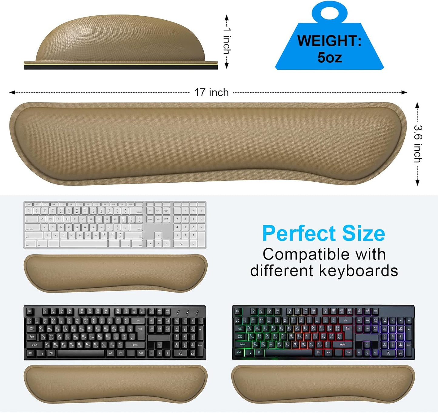 Dapesuom Enlarge Keyboard Wrist Rest, Memory Foam Keyboard Wrist Cushion for Computer Desk Mats Support, Pain Relief Ergonomic Mouse Pad Rests with Non-Slip Base for Gaming, Laptop, Radiant Orchid