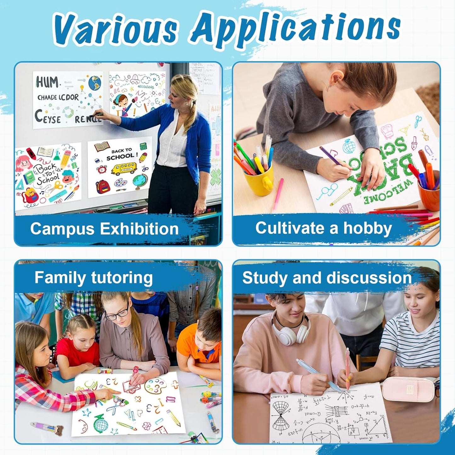 4 Pcs Small Trifold Poster Board, 21.4" x 14" Presentation Board, with Double Sided Tapes and Cardboard, White Corrugated Project Boards/Display Board for School Project/Science Fair Display Boards