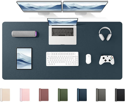 YSAGi 35.4" x 17" Large PU Leather Desk Mat for Keyboard and Mouse - Waterproof Non-Slip Desk Pad Protector for Office, Home, Writing Desk, Black