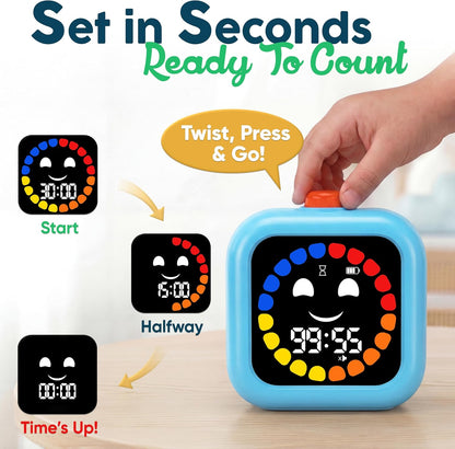 Digital Visual Timer for Kids - Rechargeable, Silent Count Up/Down for Calmer Routines - 99 Min Countdown Kids Timer for Classroom, Home & Therapy - Builds Focus & Independence