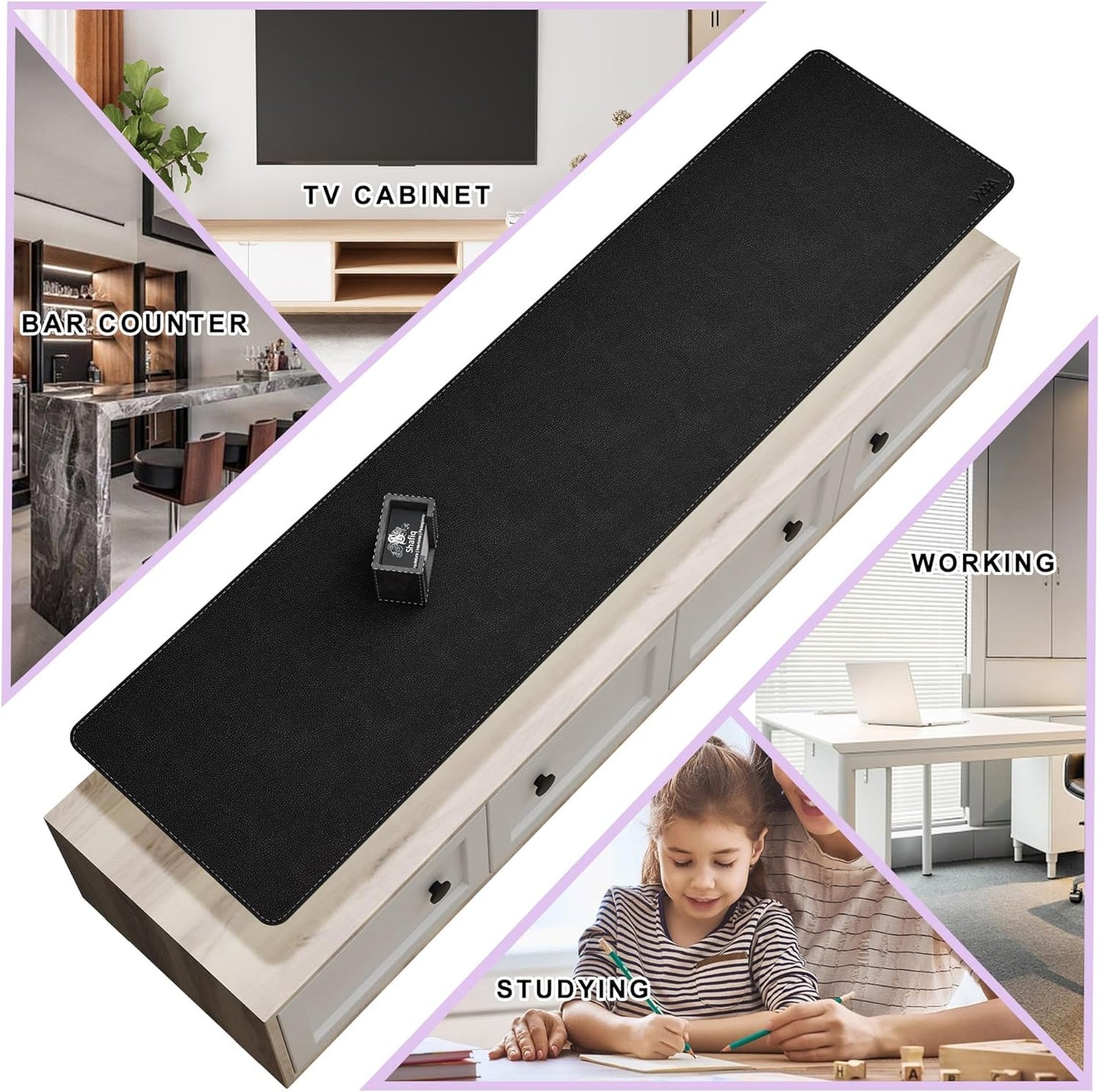 Vyaaa PU Leather & Cork Desk Mat, 39.4"x15.7" Dual Sided Computer Desk mat, Waterproof Large Mouse Pad, Non-Slip Office Desk pad, Office Desk Protector for Work/Gaming/Home (Black)