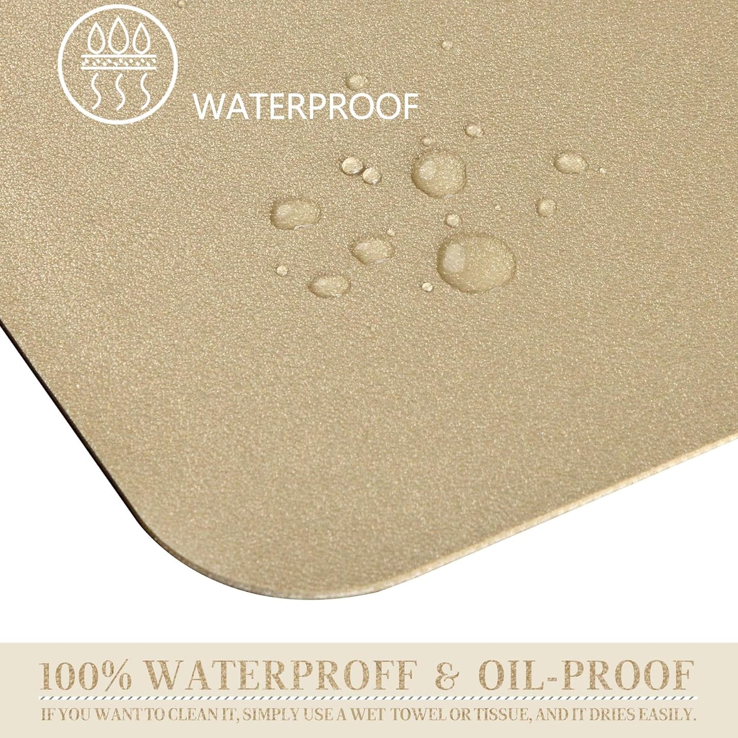 HofferRuffer Desk Pad, Office Desk Protector Mat, Waterproof Desk Mat for Desktop, Dual Side Use Faux Leather Desk Pad for Keyboard and Mouse for Office and Home (Gold+Cork, 31.5" x 15.8")