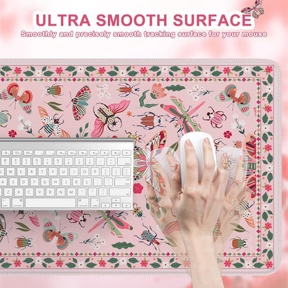 iCasso Desk Cover Mat, Office Mouse Pad, Desk Protector Mat, Extra Large Matt for Desktop,Anti-Slip XXL Big Mousepad with Stitched Edges for Computer Keyboard Retro Black - Colors A