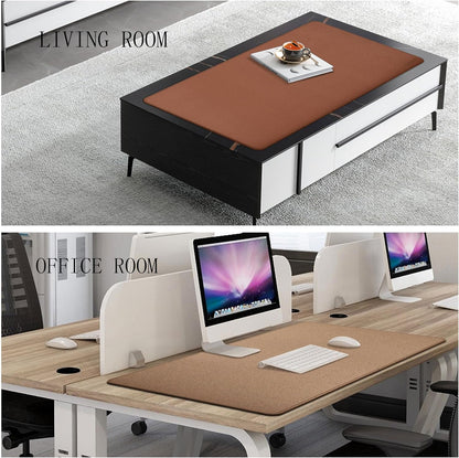 Chihein 2XL 35" x 16" Cork & PU Leather Desk Mat, Dual Sided Desk Pad Protector, Waterproof Writing Blotter for Gaming, Office, Home (Black)