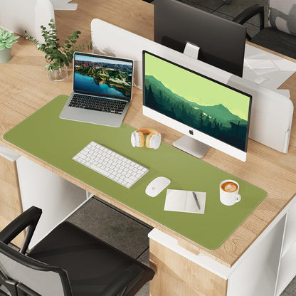AFIING Large Desk Mat 47" x 17", Dual-Sided Natural Cork & PU Leather Desk Pad, Non-Slip Waterproof Mouse Pad for Office, Home & Gaming, Black
