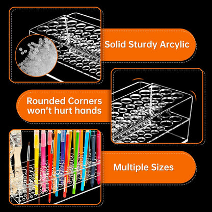 Acrylic Paint Brush Holder 77 Holes and Multi-functional Compartment Paintbrush Organizer Artist Brush Holder Paint Brush Stand Rack for Pens Pencils