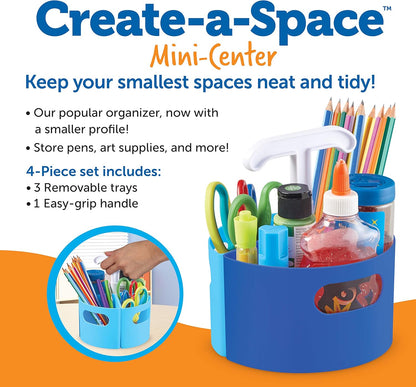Learning Resources Create-a-Space Storage Mini Center Blue - Desk Caddy Organizer for Kids, Art Supplies Classroom Organizer, Homeschool Supply Organizers and Classroom Storage, Marker Holder