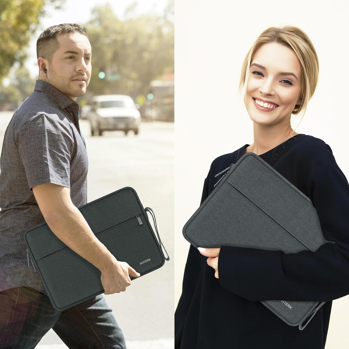 Laptop Sleeve 14 Inch, Water Resistant Traveling Computer Cover with Handle, Shockproof Protective Carrying Laptop Case Compatible for 14 Inch MacBook Air/Pro, HP, Dell, Asus, Lenovo, Black