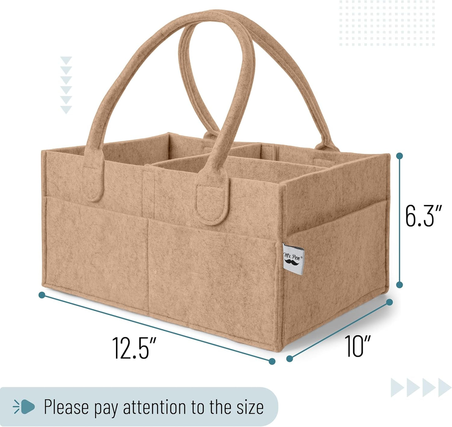 Mr. Pen- Baby Diaper Caddy Organizer, Gray, Medium, Nursery Storage Bin and Car Organizer for Diapers and Baby Wipes