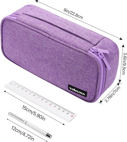 YOKUMA Pencil Case,Large Capacity Pencil Pouch,Aesthetic Zipper Pencil Box, Back to School Supplies for College Student Teen Adults,Travel Essentials,Electronic Cable Organize