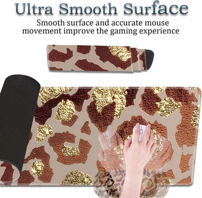 Mouse Wrist Rest and Keyboard Wrist Rest Pad Set, Non-Slip Rubber Base Smooth Surface Ergonomic Gaming Mouse Pad for Easy Typing and Pain Relief, Antique Blue Wood Grain Dog Paw + Coaster