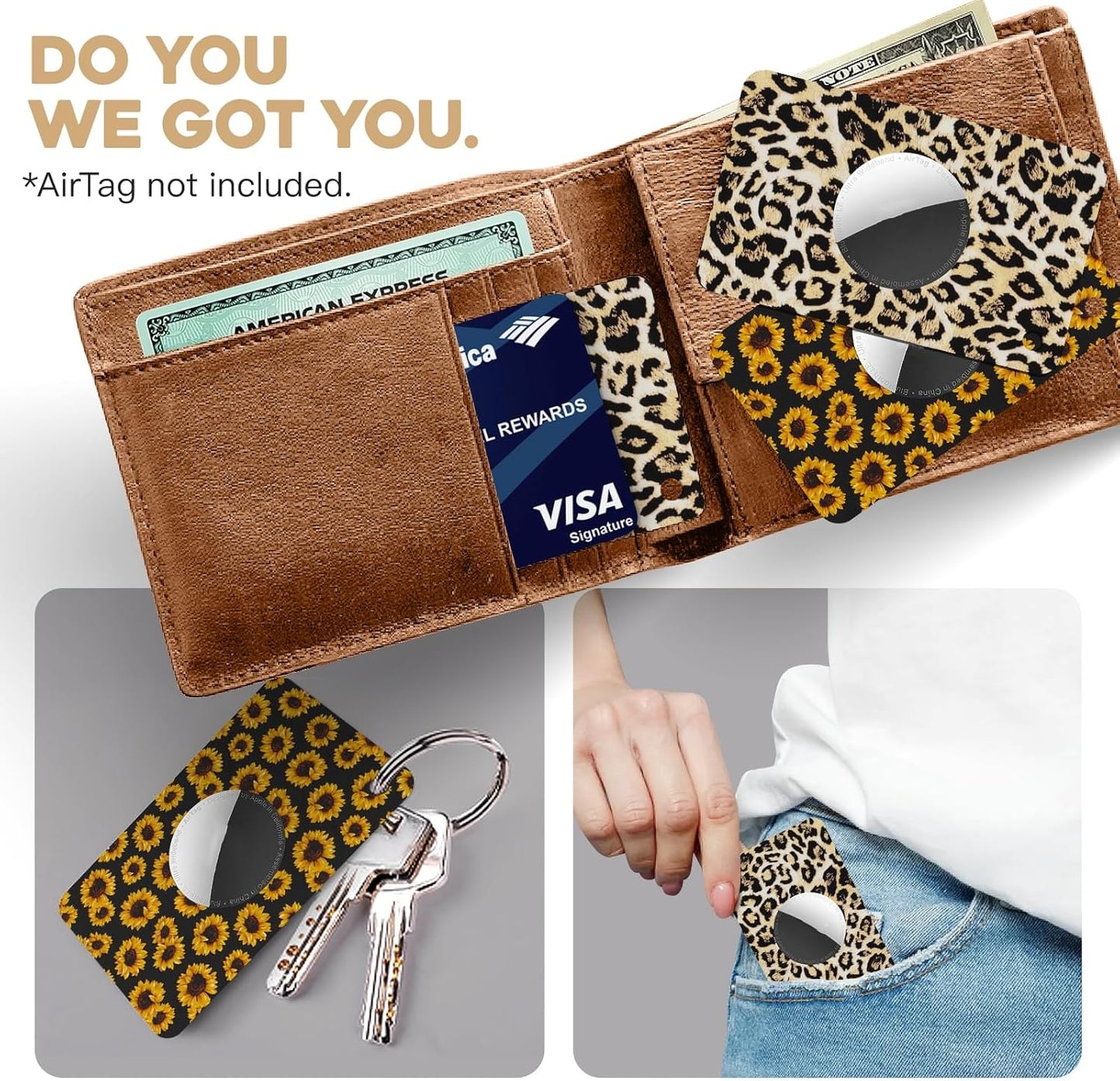 2 Pack Ultra Thin Wallet Holder Card Case for Apple AirTag, Lightweight GPS Tracker Cover for Wallet, Purse, Handbag, Keys, Clutch Bag
