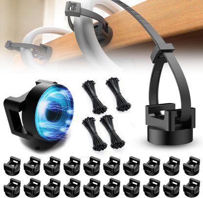 110 Pcs Magnetic Zip Tie Mount Base 26lbs Strong Magnetic Zip Tie Holder Multipurpose Magnet Cable Tie Clips Holder Wire Management Clips for Home Office Marine Electrical Wiring Organization Black