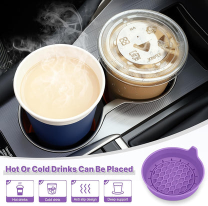 SINGARO Car Cup Holder Coaster, Silicone Cup Holder Insert, Universal Non-Slip Cup Holders, Car Accessories Interior for Women and Man Interior Sets 4 Pack Black