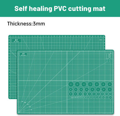 HEADLEY TOOLS 18" x 24" Thickened Self Healing Cutting Mat, A2 Rotary Cutting Sewing Mat for Crafts, Double Sided 5-Ply Table Cutting Board for Fabric Quilting Leather Arts Hobby Project, Grey/Black