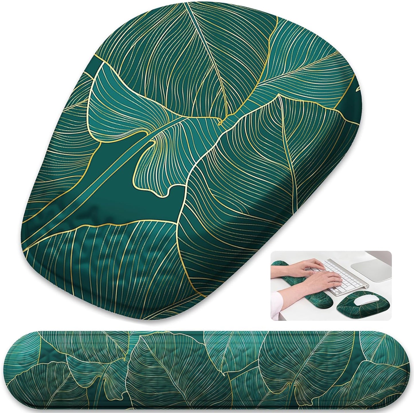 Mouse Pad with Wrist Rest, Comfortable Keyboard Wrist Rest, Memory Foam Wrist Rest for Computer Keyboard, Ergonomic Mouse Pad Set for Easy Typing & Pain Relief for Office Black