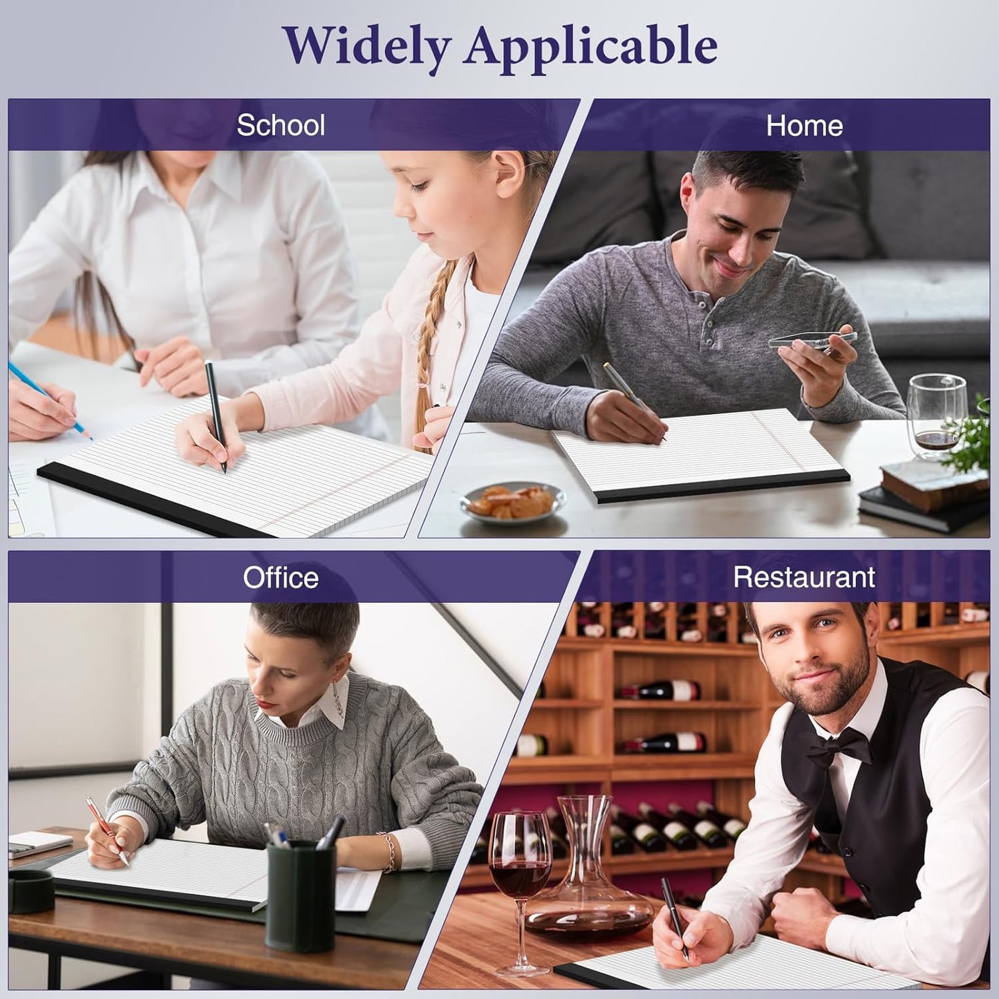 2 Pcs Note Pads 11" x 9.5" Legal Pads College Ruled Notepad Micro Perforated Writing Pads White Lined Paper 80GSM College Ruled Paper Pad of Paper 30 Sheets Notebook for School, To-Do Lists, Office