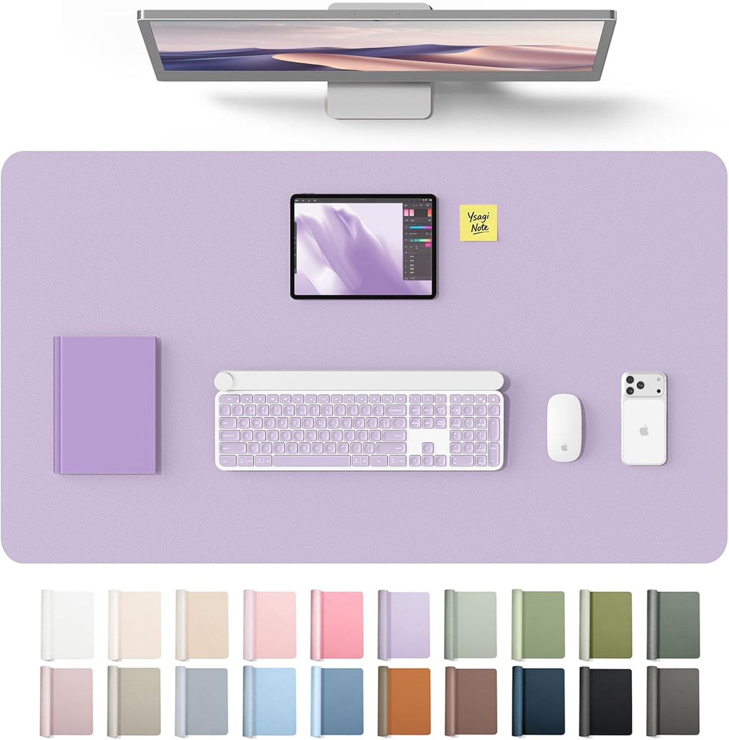 YSAGi Leather Desk Pad Protector, Large Mouse Pad, Non-Slip PU Leather Desk Blotter, Waterproof Writing Pad for Office and Home (31.5" x 15.8", Eggshell) - Colors A