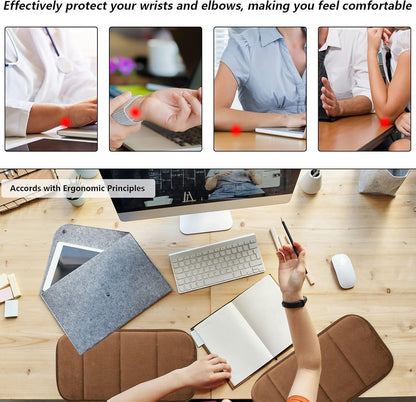 2Pcs Upgrade Computer Wrist Elbow Pad, Portable Memory Foam Arm Wrist Rest Pillow, Soft Wrist Support Mat for Keyboard Desktop Office Gaming - Alleviate Elbow Pain (Moderate Size, 7.8 x 15.7 inch)