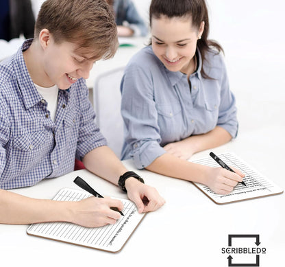 SCRIBBLEDO Dry Erase 5"x7" Mini Notebook College Ruled Lined Board 2 Pack Reusable Erasable Writing Note Pad Lapboard Blank Whiteboard on Reverse for Desk