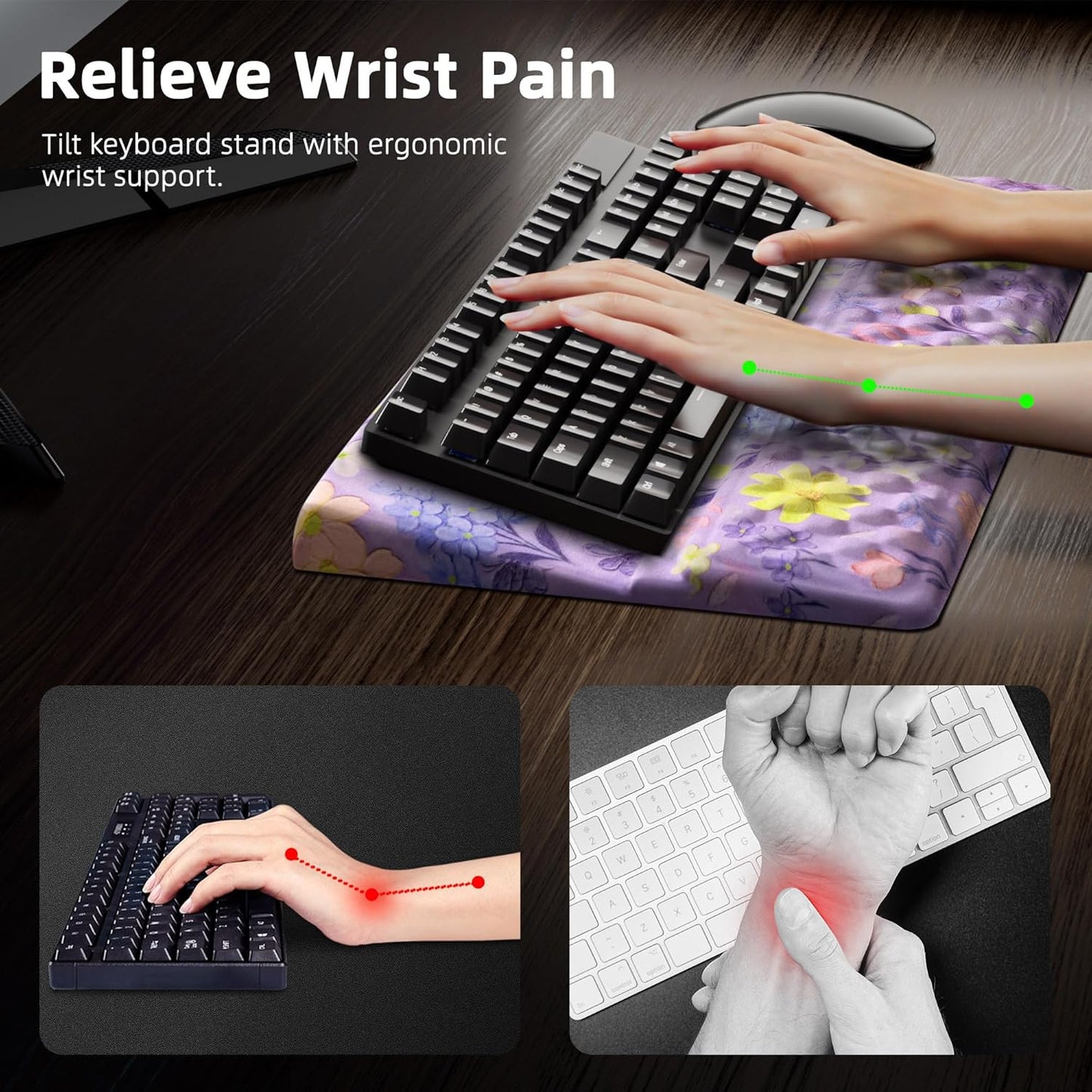 Ospelelf Tilt Keyboard Stand with Wrist Rest, Comfy Ergonomic Keyboard Riser Holder for Office Home