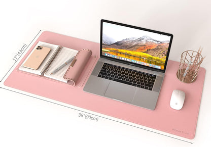 RENMTURE Dual-Sided Mouse Pad, Natural Cork & PU Leather Large Desk Pad for Office and Home Work, Desk Protector Non-Slip, Waterproof, Easy Clean (Olive Green, 32"x16")