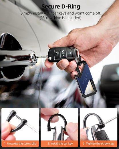 Keychain, Works with Apple Find My, Heavy Duty Keychain Bottle Opener, Carabiner Car Key Chains for Men & Women, Car Key Fob Holder, Anti-Lost Keys Tracker, Smart Keys Finder, Rechargeable, Black