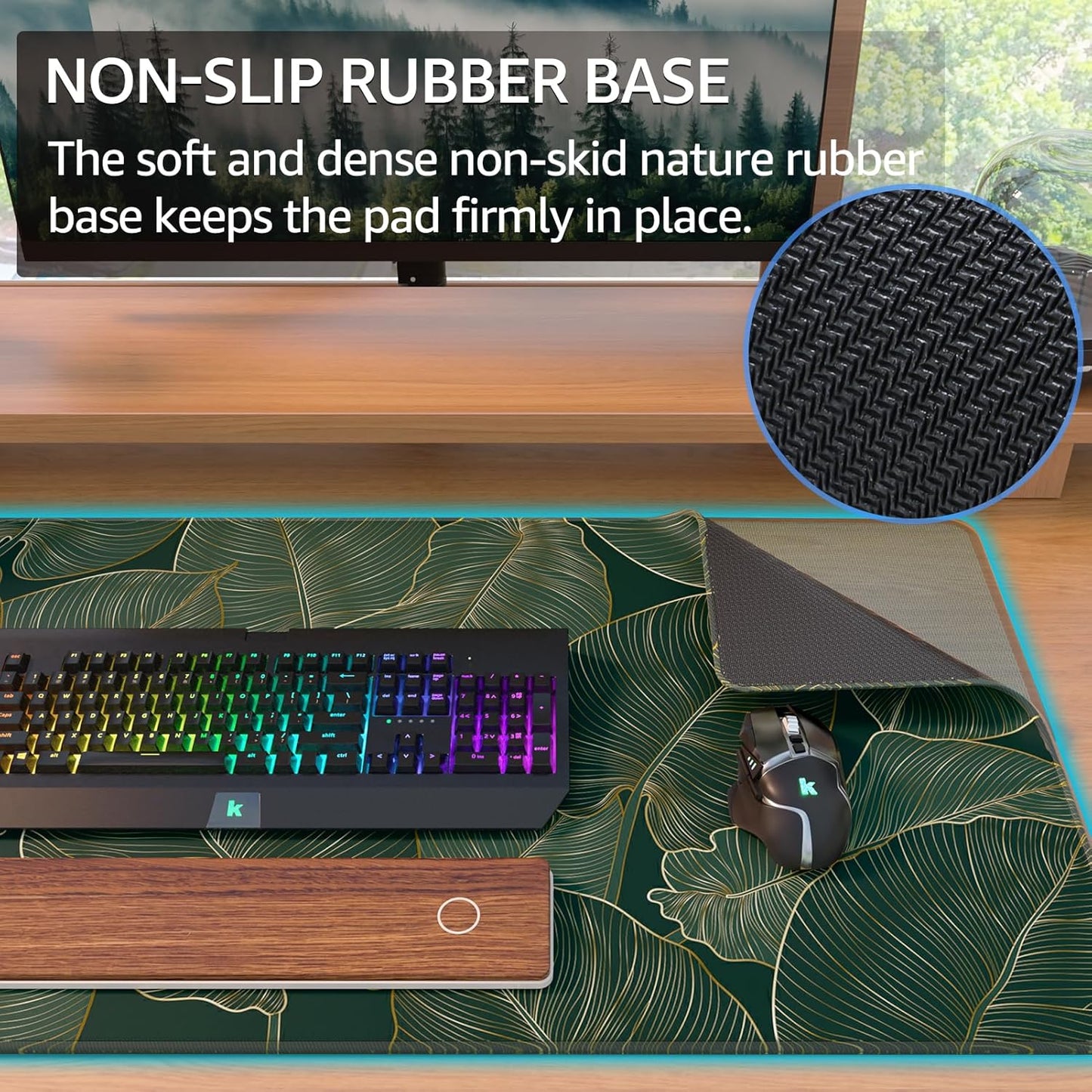 KTRIO Large Gaming Mouse Pad Desk Mat, Superior Micro-Weave Cloth for Precise Mouse Control, Non-Slip Rubber Base, Stitched Edges, Water-Resistant, for Gamer, Office & Home, 31.5" x 11.8" inches